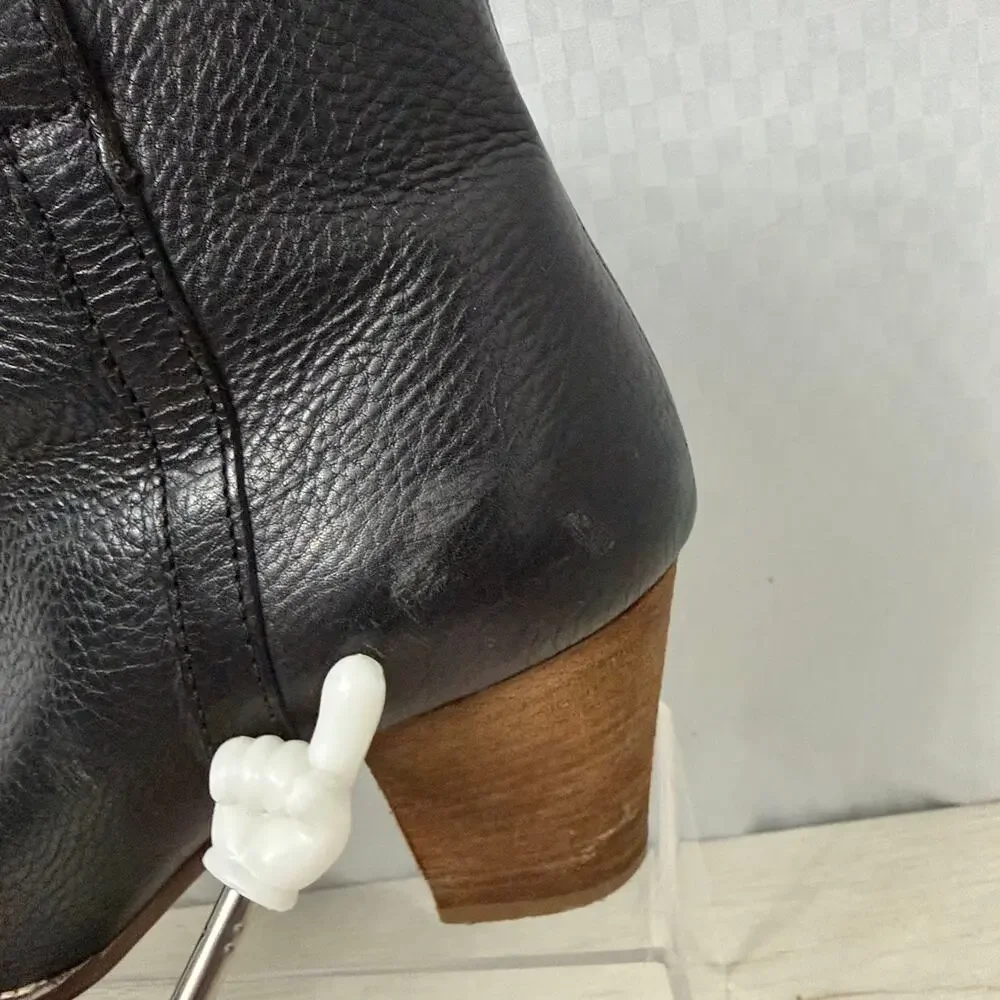 Madewell Billie Ankle Boots Womens Size 8 Black Leather Side Zip Block Heel
